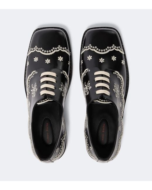 Simone Rocha Bestickte Brogues Aus Leder in Black für Herren
