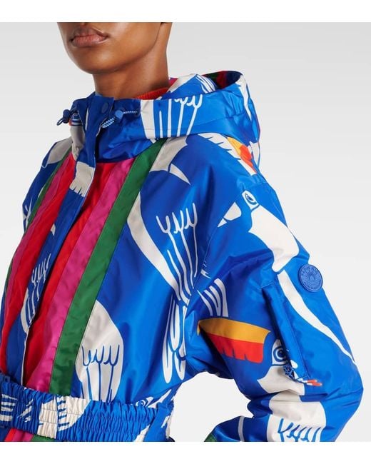 Farm Rio Blue Colorblocked Printed Ski Jacket