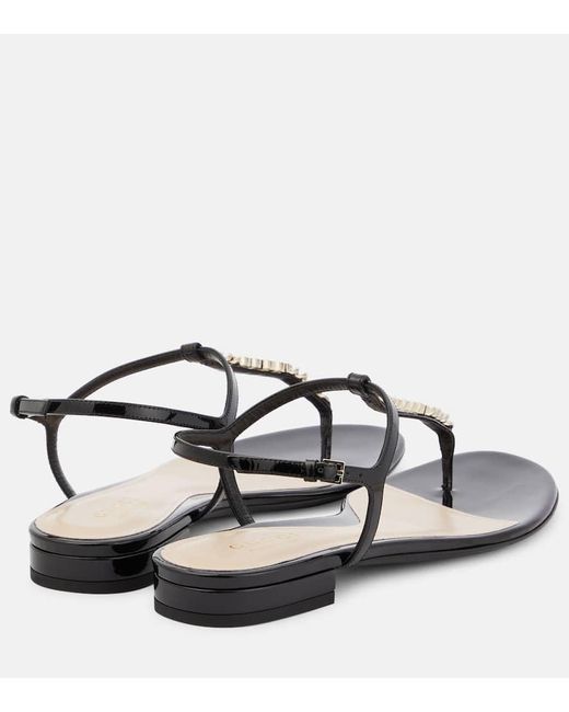 Gucci Black Signoria Patent Leather Thong Sandals