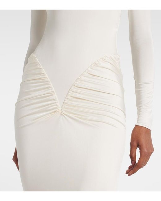 The New Arrivals Ilkyaz Ozel White Darja Ruched Gown