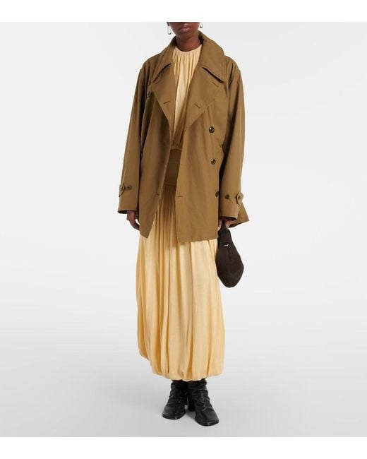 Lemaire Brown Oversized Cotton Cropped Trench Coat