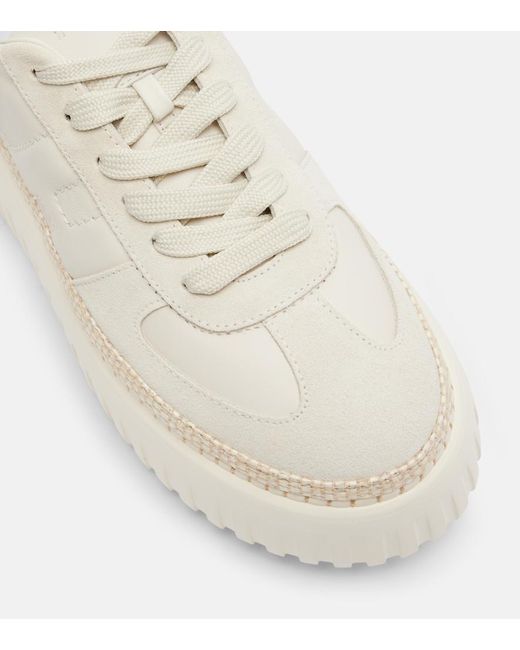 Hogan White H710 H-Stripes Leather And Suede Platform Sneakers