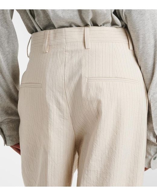 Dries Van Noten Natural Pilar Striped Cotton-Blend Straight Pants