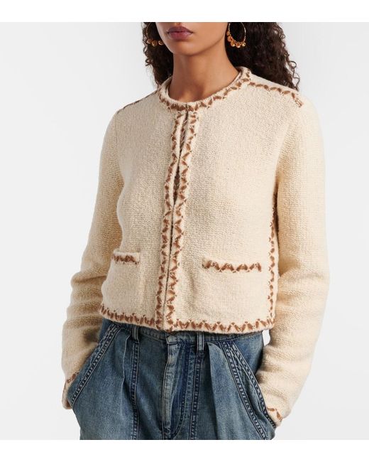 Isabel Marant Natural Rochelle Wool-Blend Tweed Cardigan