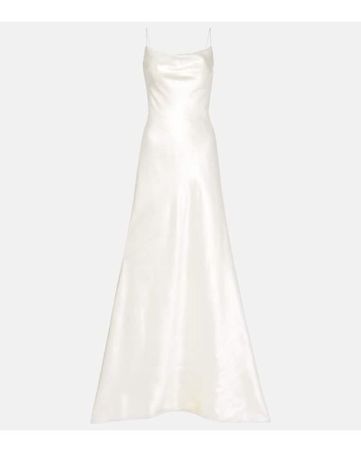 Danielle Frankel White Bridal Kaia Silk And Wool Satin Gown