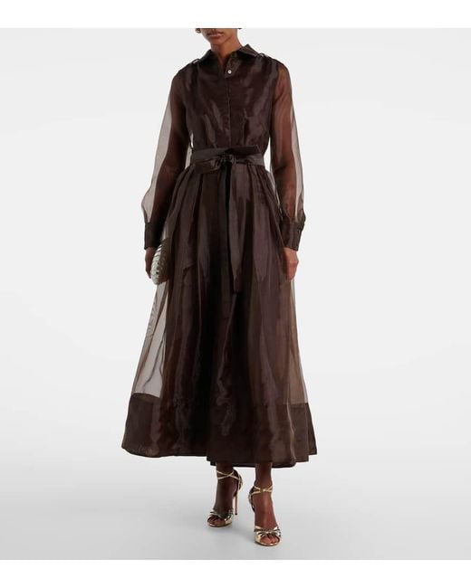 Jonathan Simkhai Brown Montgomery Organza Shirt Dress