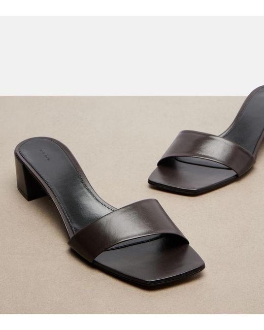 The Row Gray Chocolate Leather Mules