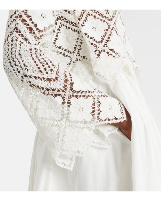 Self-Portrait White Crochet Ruffled Top