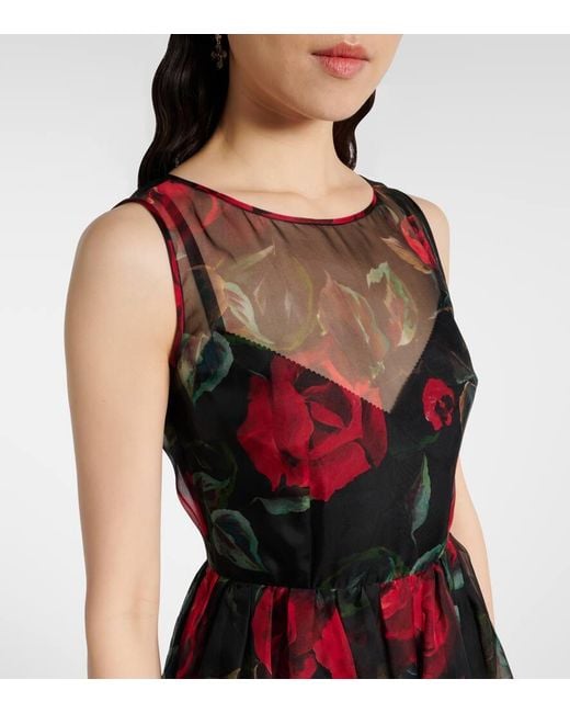 Dolce & Gabbana Red Floral Silk Cocktail Dress