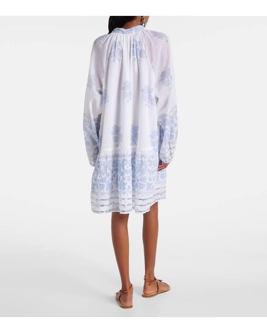 Juliet Dunn Blue Floral Cotton Minidress