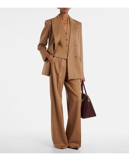 Max Mara Brown Madre Paneled Wool-Blend And Satin Vest