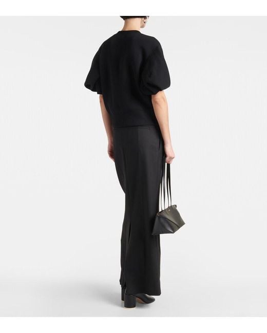 Sacai Black Cotton-Blend Jersey Sweatshirt