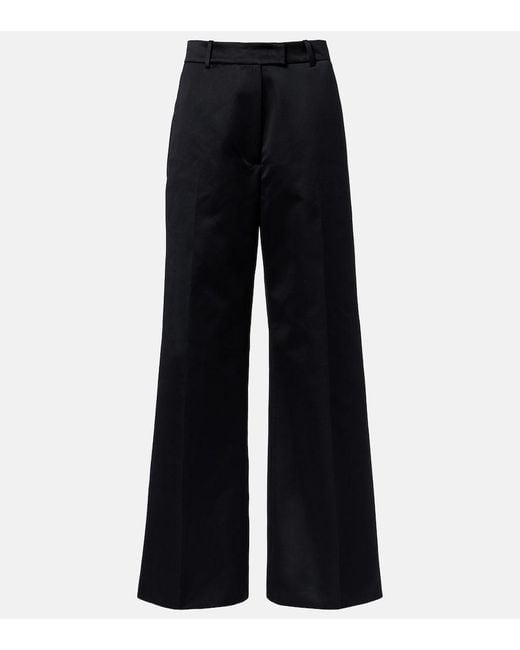 Frankie Shop Blue Brickell Satin Wide-Leg Pants