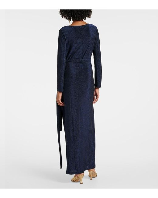 Diane von Furstenberg Blue Simona Lame Wrap Dress