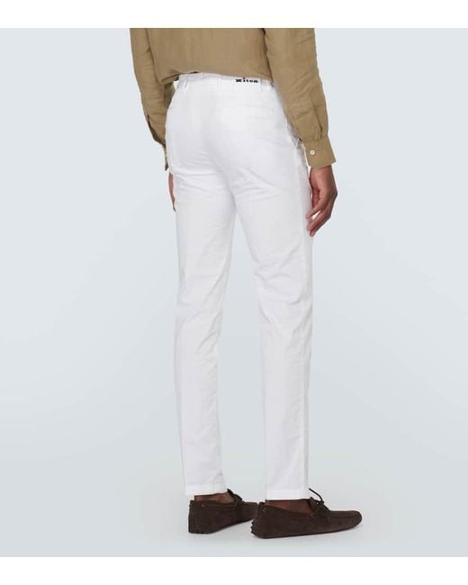 Pantalones chinos de mezcla de algodon Kiton de hombre de color White