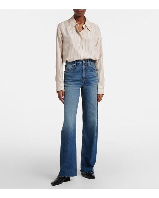 SLVRLAKE Denim Blue Grace Faded Wide-Leg Jeans
