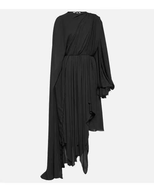 Balenciaga Black Asymmetric Crepe Minidress