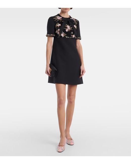 Valentino Black Crepe Couture Embellished Minidress
