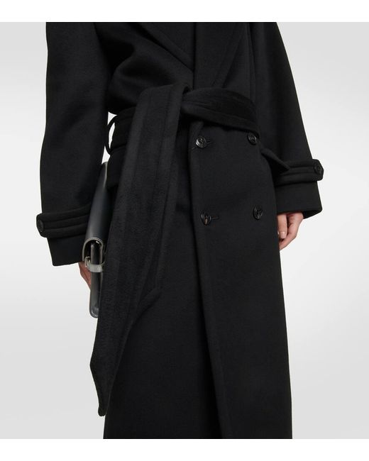 Abrigo cruzado de lana Saint Laurent de color Black