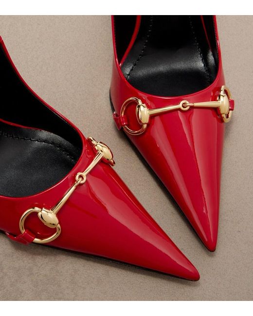 Gucci Red Donna Horsebit Patent Leather Pumps