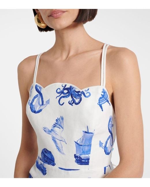 Farm Rio Blue Printed Linen Minidress