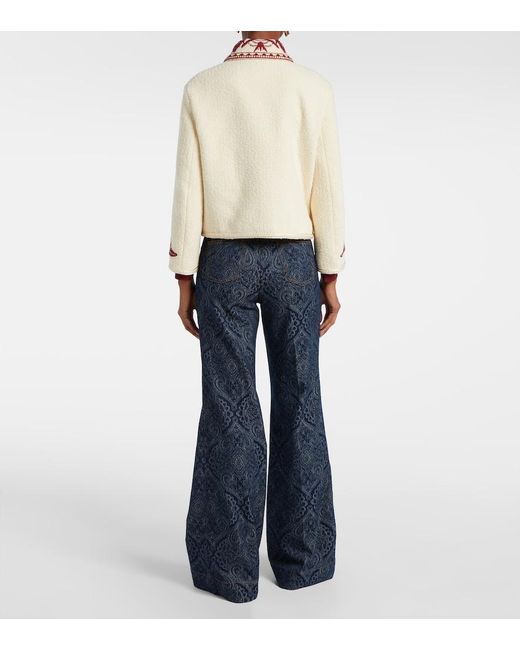 Etro Natural Embroidered Wool Boucle Jacket