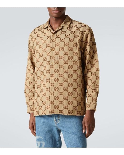 Camicia Maxi Gg di Gucci in Brown da Uomo