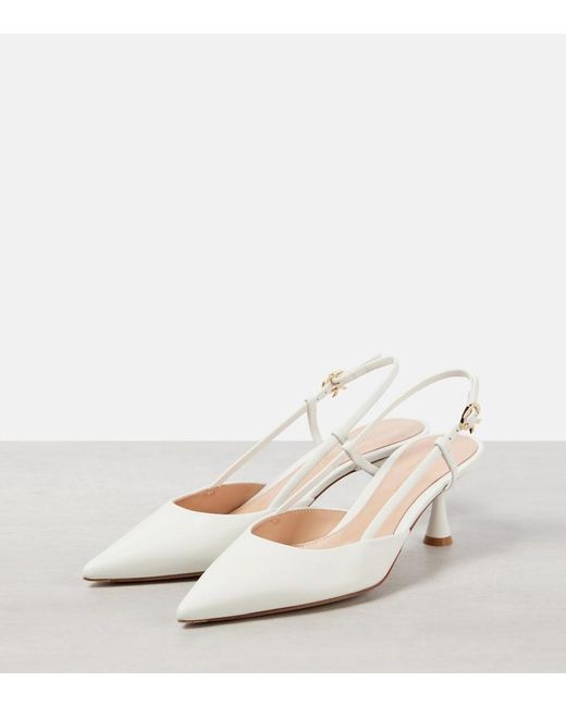 Gianvito Rossi White Bridal Ascent 55 Leather Slingback Pumps
