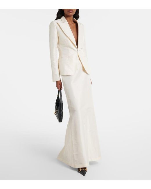 Gucci White Silk Faille Maxi Skirt