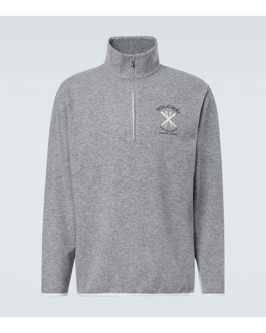 Brunello Cucinelli Gray Cashmere And Cotton-Blend Half-Zip Sweatshirt for men