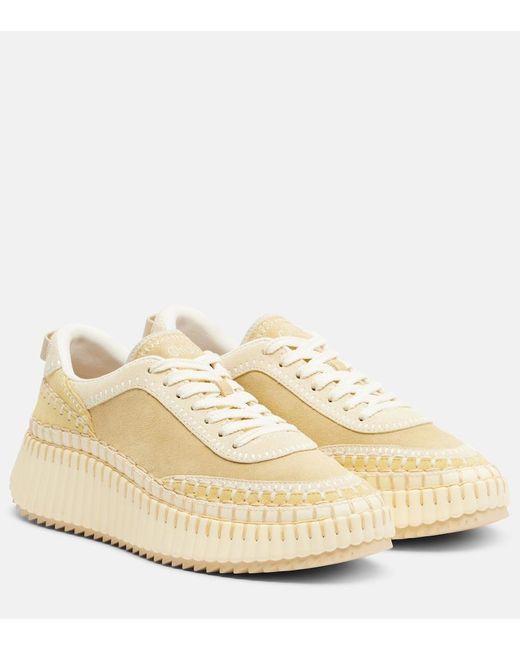 Chloé Natural Nama Suede Platform Sneakers