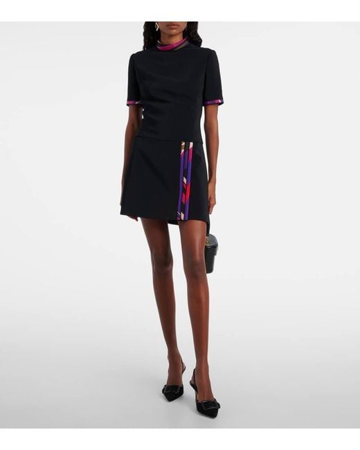 Vestido Corto De Cady Con Seda Emilio Pucci de color Black