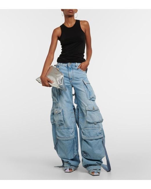 The Attico Blue Cutout Cargo Jeans