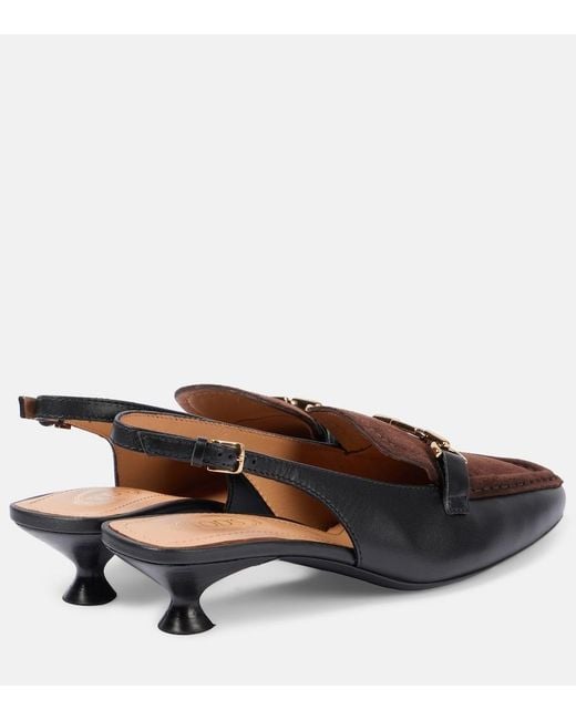 Tod's Brown 35 Leather Slingback Loafer Pumps