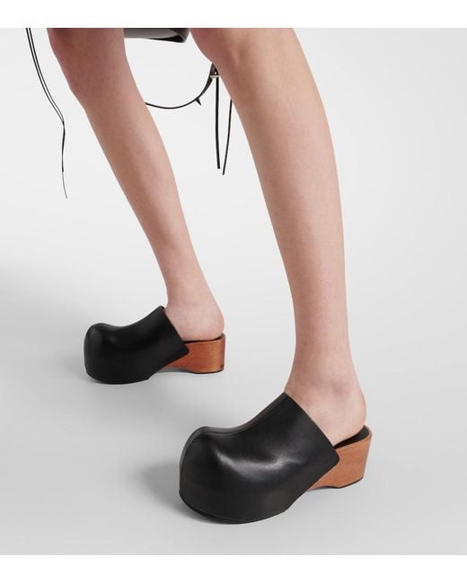 Acne Black Leather Clogs