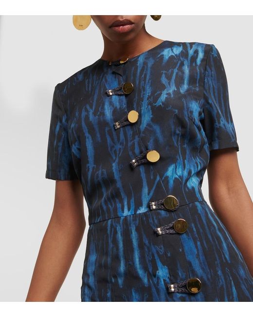 Altuzarra Blue Myrtle Printed Pleated Midi Dress