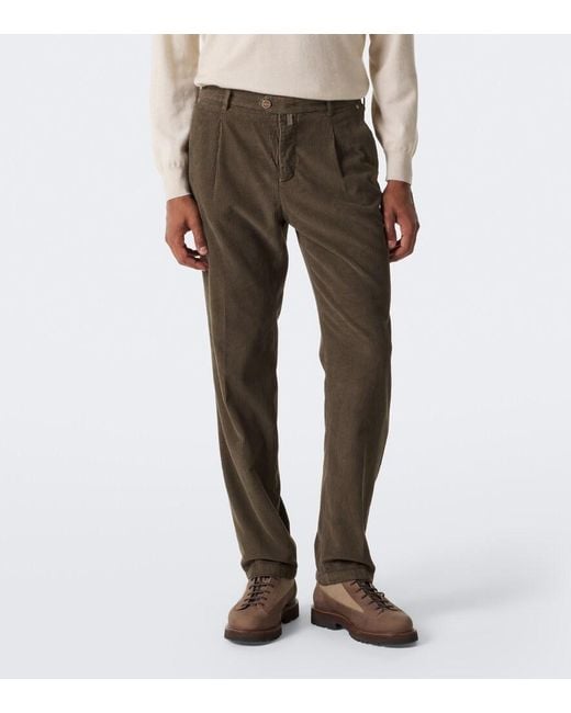 Kiton Gray Cotton Corduroy Tapered Pants for men