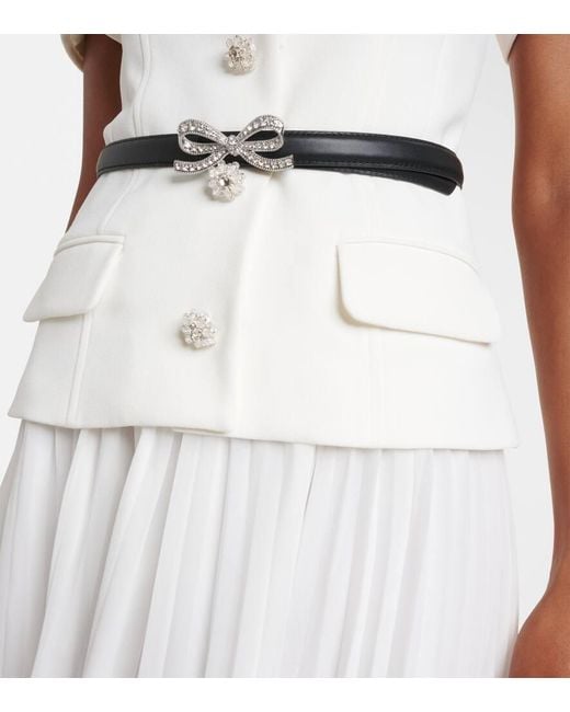 Self-Portrait White Belted Plisse Crepe Maxi Dress