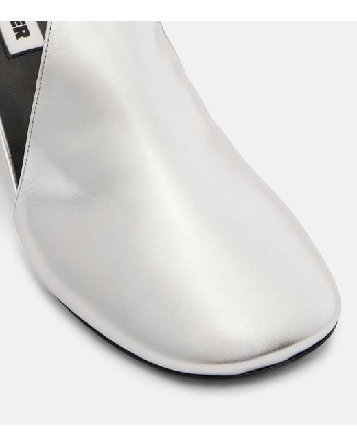 Jil Sander White Metallic Leather Pumps