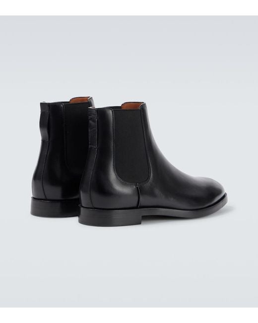 Zegna Black Leather Chelsea Boots for men