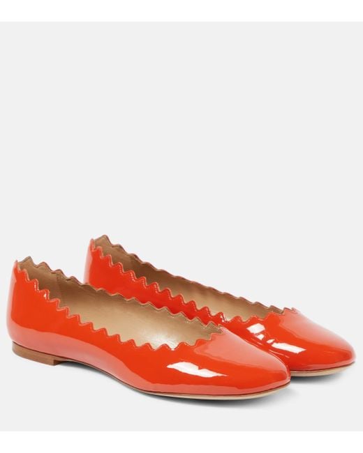 Chloé Red Patent Leather Ballet Flats