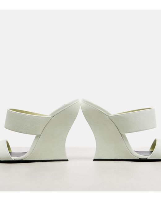 Alaïa Metallic Wave 110 Suede Wedge Mules