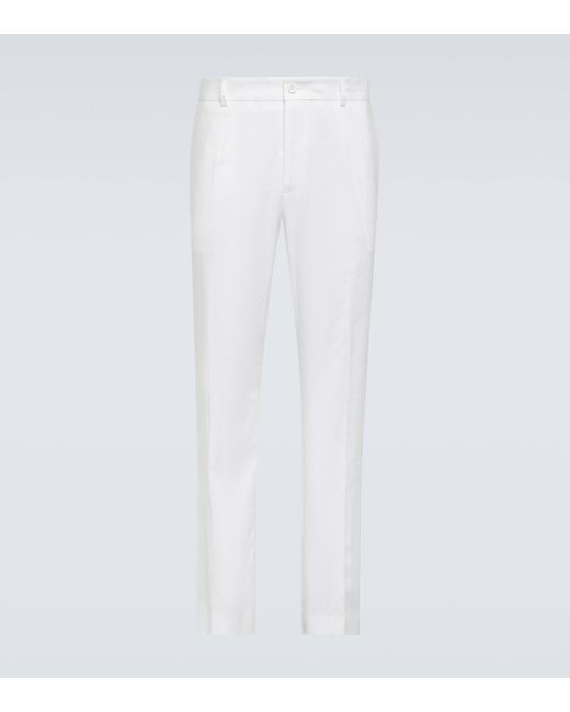 Dolce & Gabbana White Linen-blend Straight Pants for men