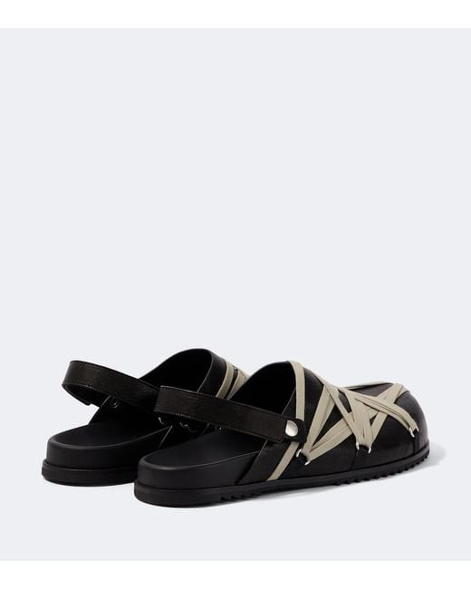 Rick Owens Black Megalace Leather Mules for men