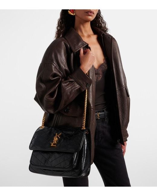 Saint Laurent Black Niki Medium Leather Shoulder Bag