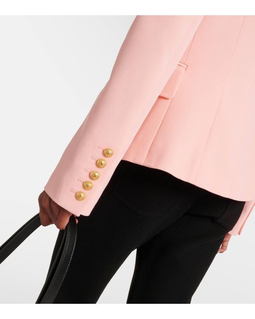 Balmain Pink Embellished Double-Breasted Blazer