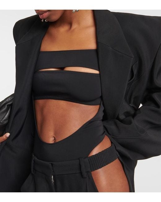 Mugler Black Vom Schulterbodysuit