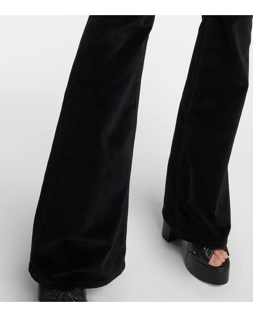 FRAME Black High-Rise-Schlaghose Le High Flare Velveteen Aus Samt