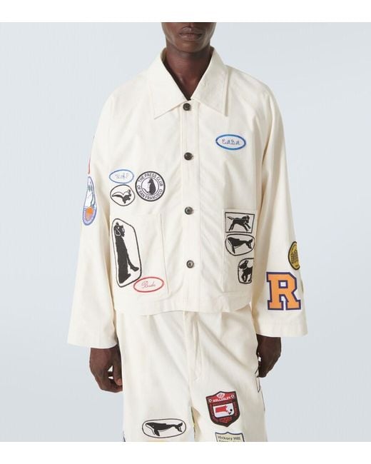Bode White Cambridge Patch-Applique Cotton Canvas Jacket for men