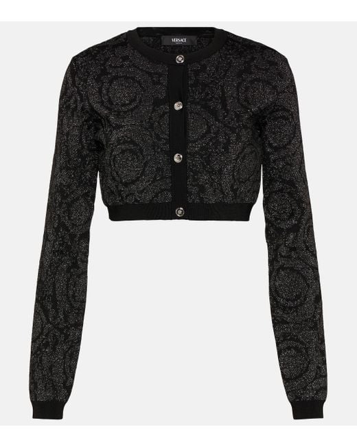 Versace Black Barocco Cropped Cardigan